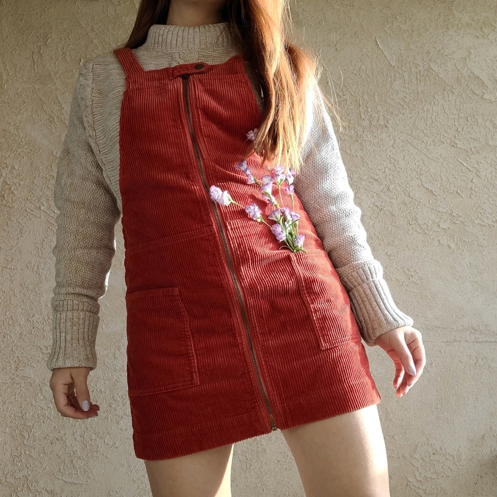 Burnt Orange Corduroy Overalls